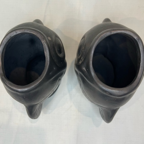 Two Blackware Small Fish Figural Planters Signed Lama Oaxaca Mexico - Picture 5 of 15